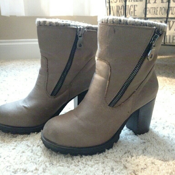 Low Rise Gray Ankle Boots