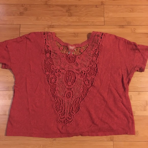 Beautiful burnt orange crop top with lace detail