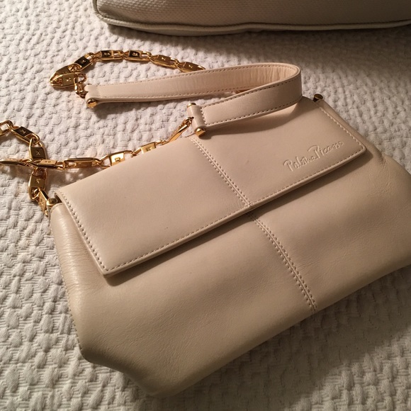 Paloma Picasso Italian cream leather shoulder bag
