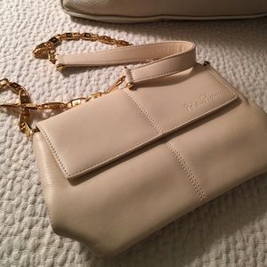 Paloma Picasso Italian cream leather shoulder bag
