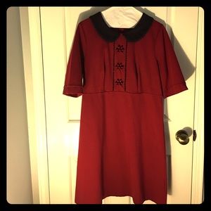 Boden Red Dress with Plum Trim