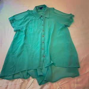 A cold shoulder short sleeve top