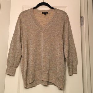 J.Crew Gold Shimmer V-Neck Sweater