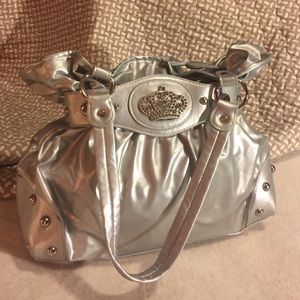 Silver bag with rhinestone crown detail