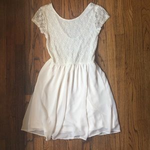 Lace and chiffon skater dress