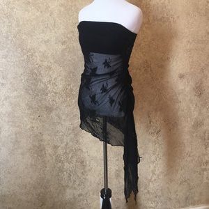 Ruched side butterfly lace tube top tunic