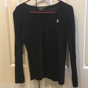 Long sleeved black Polo v neck tshirt
