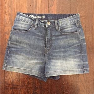 High rise denim shorts