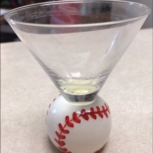 Set of 3 baseball shot glasses ceramic and glass.