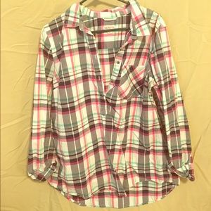 plaid button half up