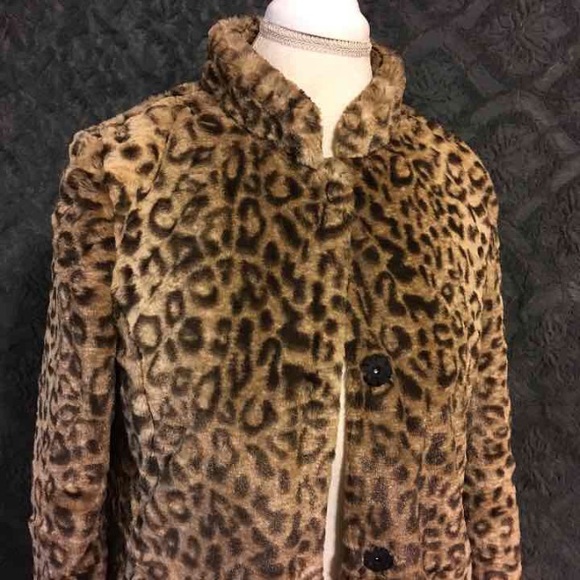 FAUX FUR CHEETAH PRINT LONG LINE COAT JACKET