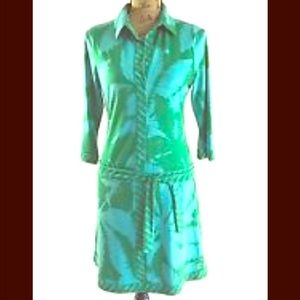 BCBG Maxaria blue/green jersey mini dress