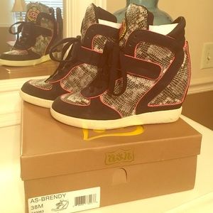 Ash Brendy Wedge Sneaker 38 8 NIB snake and black