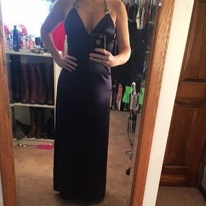 Deep blue formal halter gown 6 long