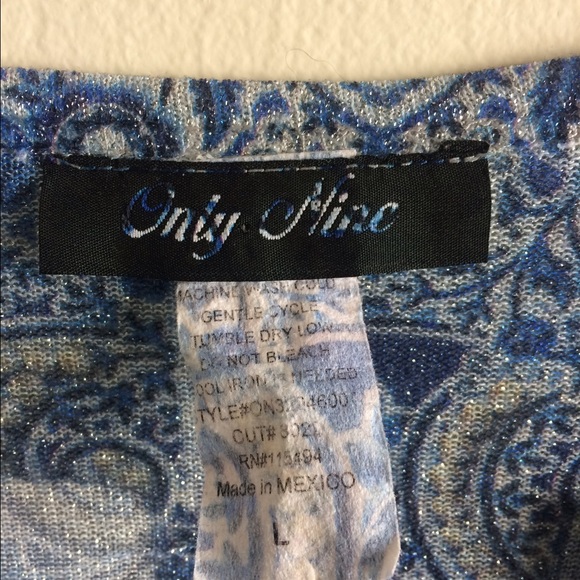 ONLY MINE Shiny Embellished Top 3/4 Sleeve Sz L - Picture 3 of 3