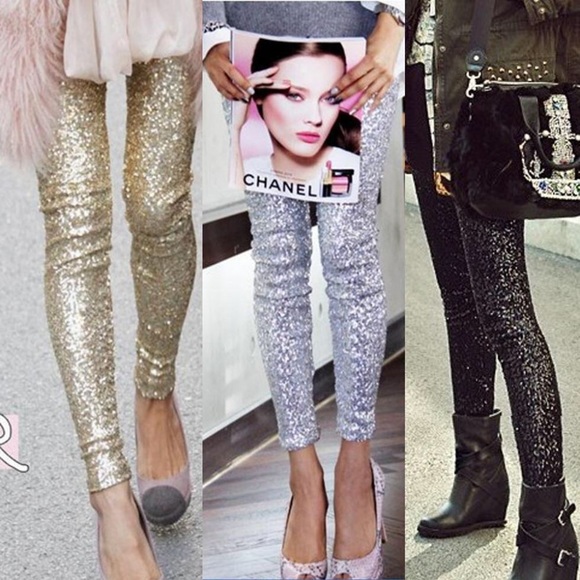 Pants - NEW!! Gorgeous Silver Sequin Leggings
