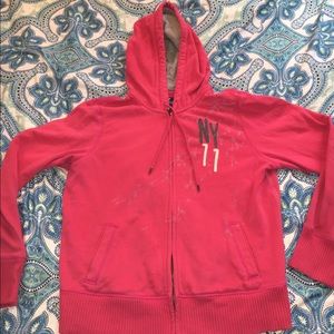 Women's XL AEO Eagle Fleece Zip Up Hoodie-Hot Pink