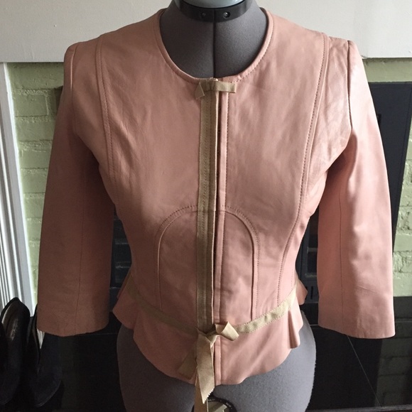 Tracy Reese pale pink leather jacket