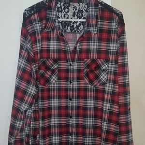 Plaid red blouse