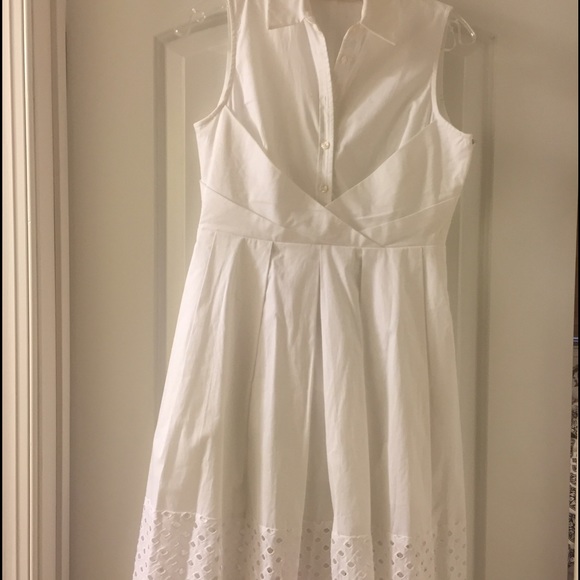 Eliza J eyelet fit & flare shirtdress in white, 4P - Picture 2 of 4