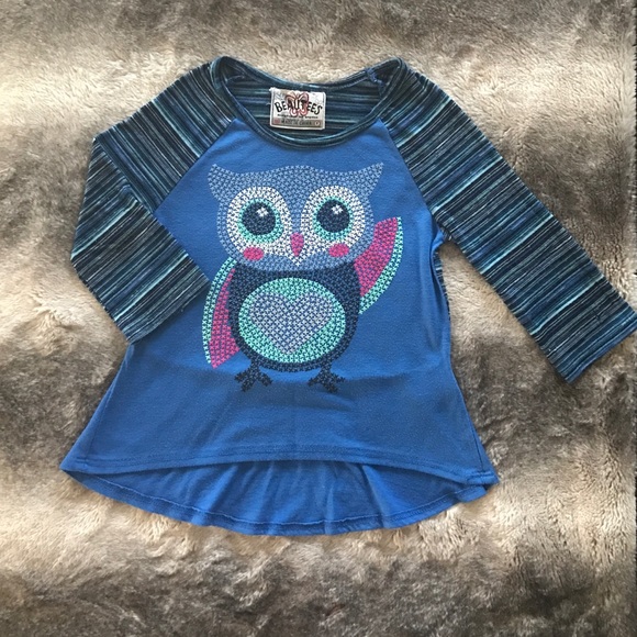Owl Puff Vinyl Print, 3/4 Sleeve Top.