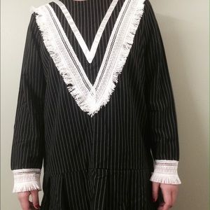 Embroidered V-Fringe blouse