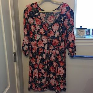 Mid Sleeve Floral Party Dress