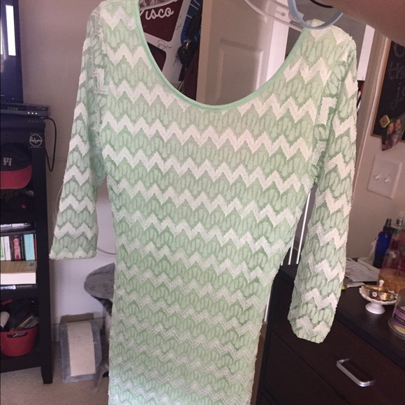 Mint green, white, & gold bodycon dress - Picture 1 of 2