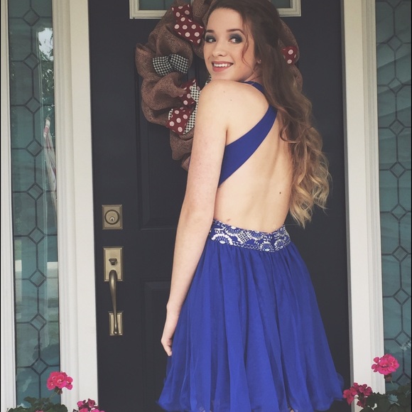 Royal Blue Homecoming/Prom Short Dress - Picture 3 of 4