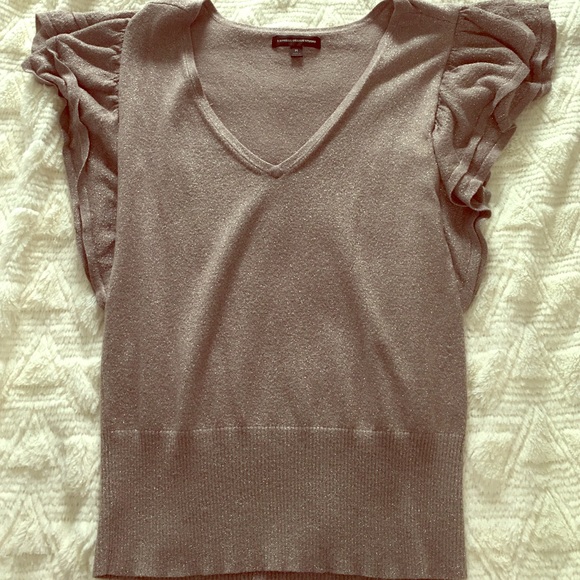 Gold Short sleeve ruffle sweeter