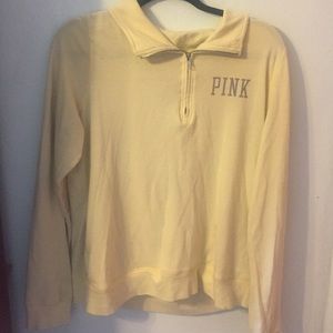 Yellow Victoria's Secret Pink half-zip sweater