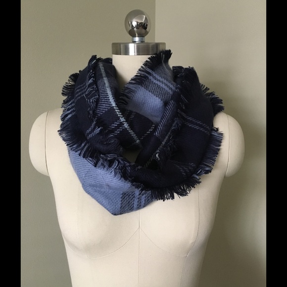 Blue Plaid Loop/Infinity Scarf