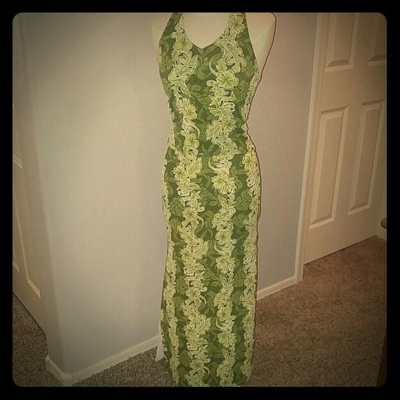 Multi color green print skirt and top