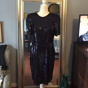 Iridescent plum sequined dress
