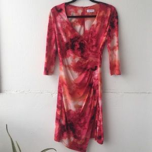 Sz 6 calvin klein rouch wrap dress