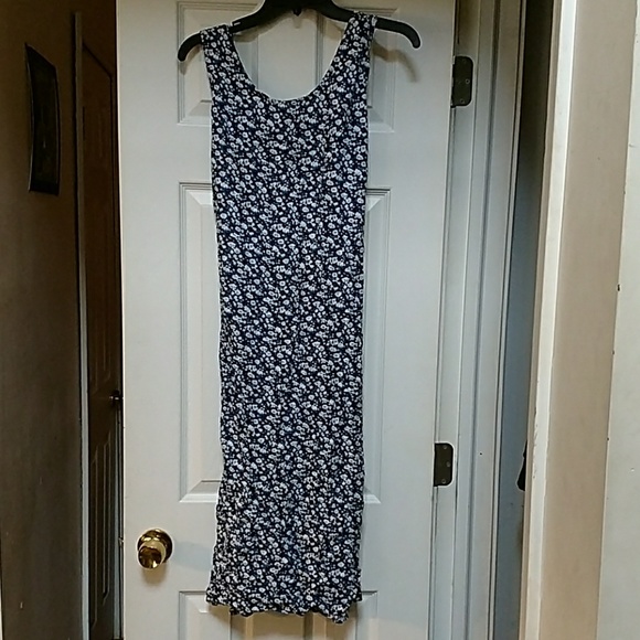 BLUE FLOWER MIDI DRESS - Picture 1 of 3