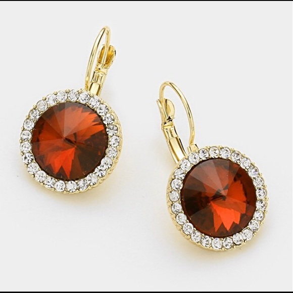 Glass crystal pin catch earrings