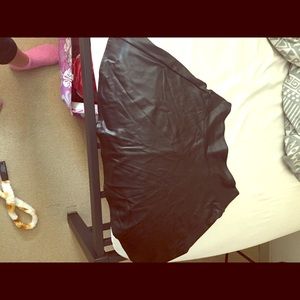 Black faux leather skater skirt