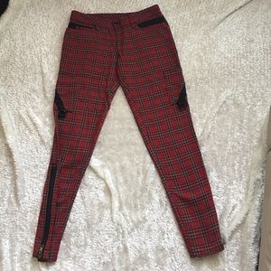 Lipservice pants Black Red Plaid Punk size M