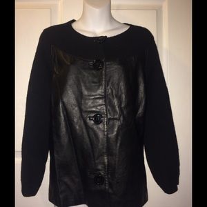 Black leather and sweater jacket