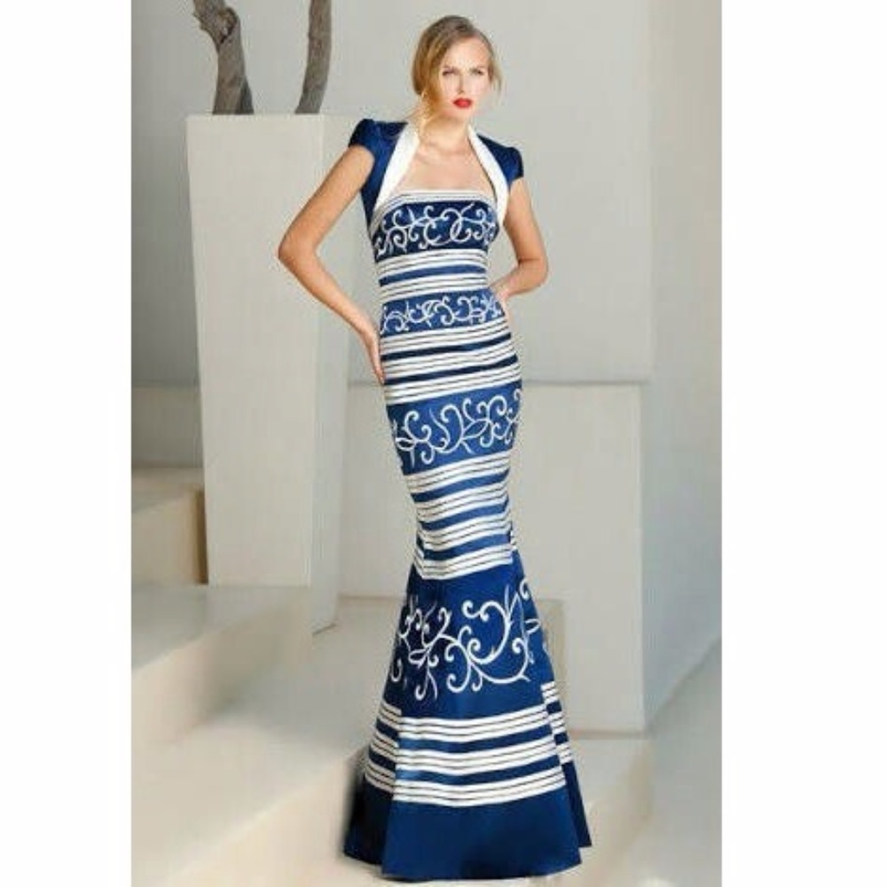 Vivid Ocean Blue Mermaid Gown by Sonia Pena