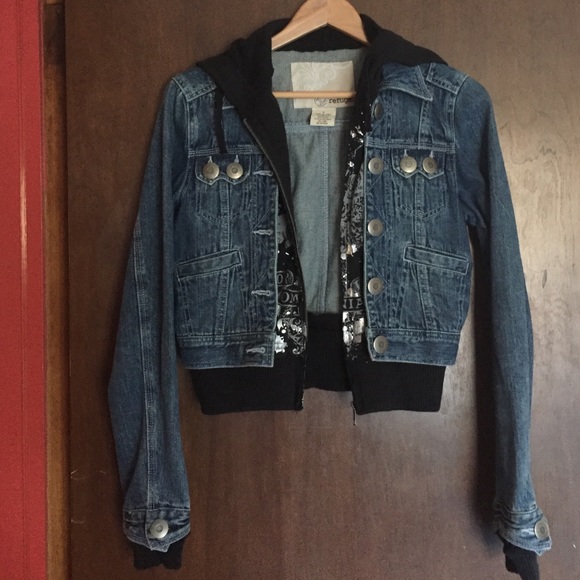 Junior's Hoodie Jean Jacket EUC Looks Like 2Pieces
