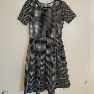Lularoe Amelia Black with white polka dots