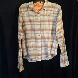 Orange blue tailored 20x wrangler western shirt