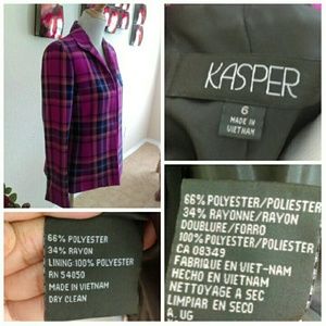 Kasper Jackets & Coats - ⬇Fuschia & Purple Plaid Open Blazer Kasper Jackets & Coats - ⬇Fuschia & Purple Plaid Open Blazer