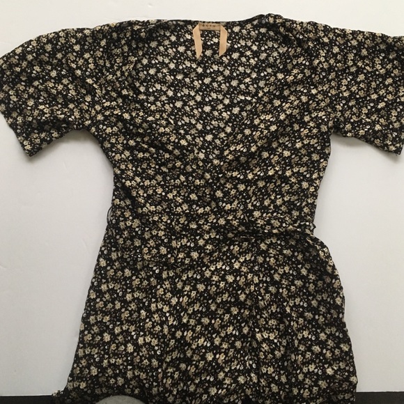 Black Floral wrap midi dress size xs/s gently worn