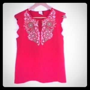 Beautiful red top with embroidery detailing