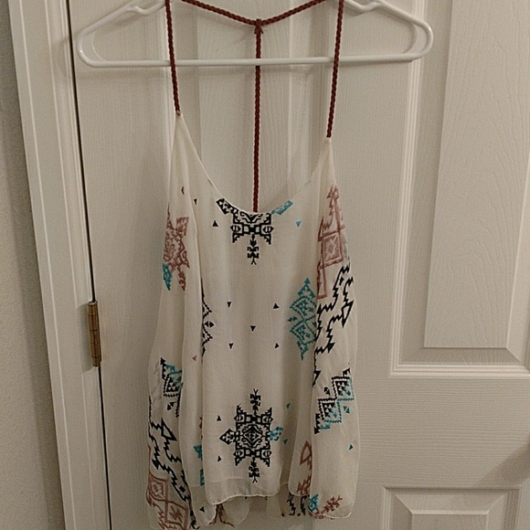 Aztec print spaghetti strap flowy tank