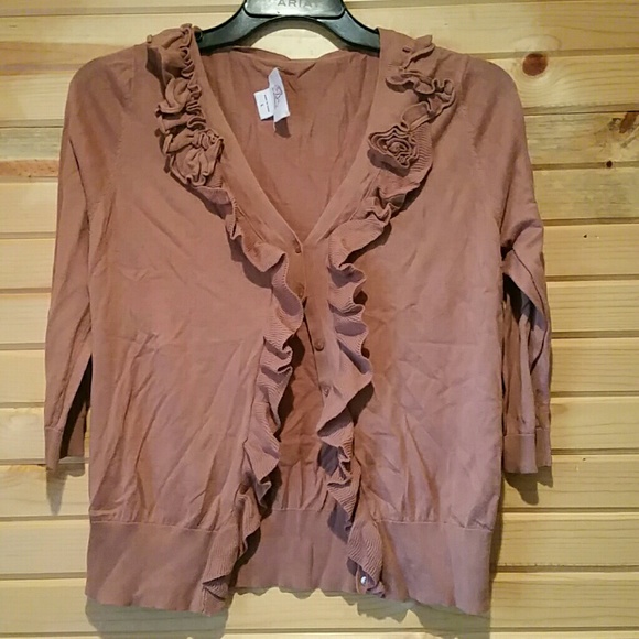 Motherhood Maternity 3/4 sleeve ruffle cardigan
