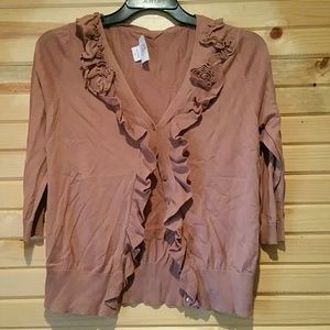 Motherhood Maternity 3/4 sleeve ruffle cardigan